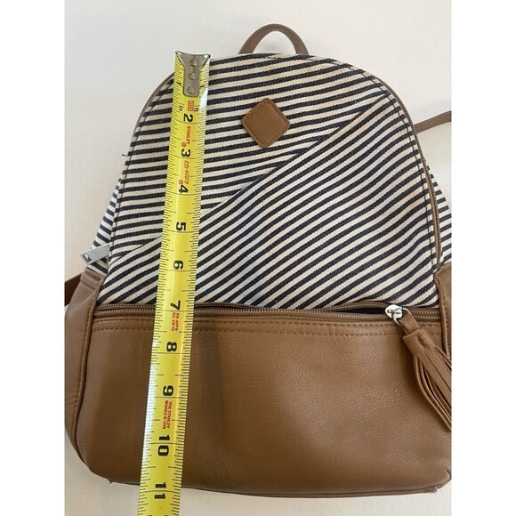 Y2K Mini Backpack Purse‎ Bag Nautical Stripes Tassle Beach Coastal Vacation - Picture 2 of 10